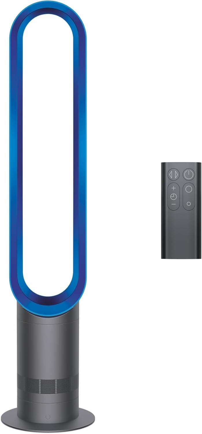Dyson Cool AM07 Air Multiplier Bladeless Tower Fan, 70° oscillation, 10 levels (Iron/Blue)