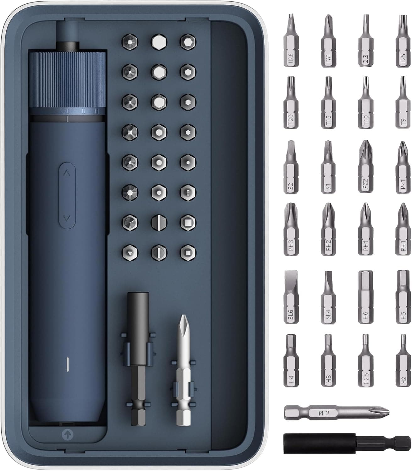 HOTO 25-Piece Upgraded Electric Screwdriver Kit, 1/4'' Hex, Magnetic Lid, 1500mAh Rechargeable Cordless Screwdriver, LED Light, Ideal for Furniture Assembly, Home Repair & Garage Projects